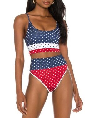 NWT Beach Riot Patriotic Polka Dot Bikini
